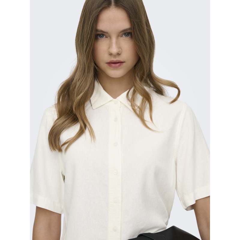 ONLY Goa kortærmet hør skjorte - Cloud Dancer