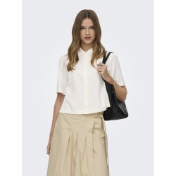 ONLY Goa kortærmet hør skjorte - Cloud Dancer