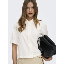 ONLY Goa kortærmet hør skjorte - Cloud Dancer