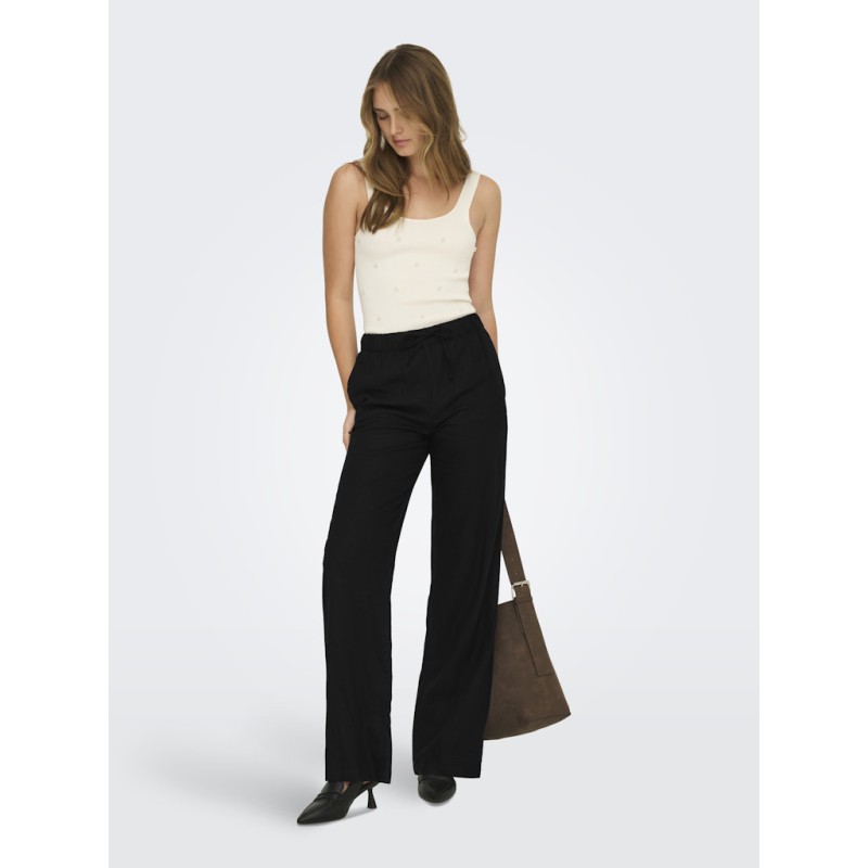 ONLY Goa hør pull up bukser - Black