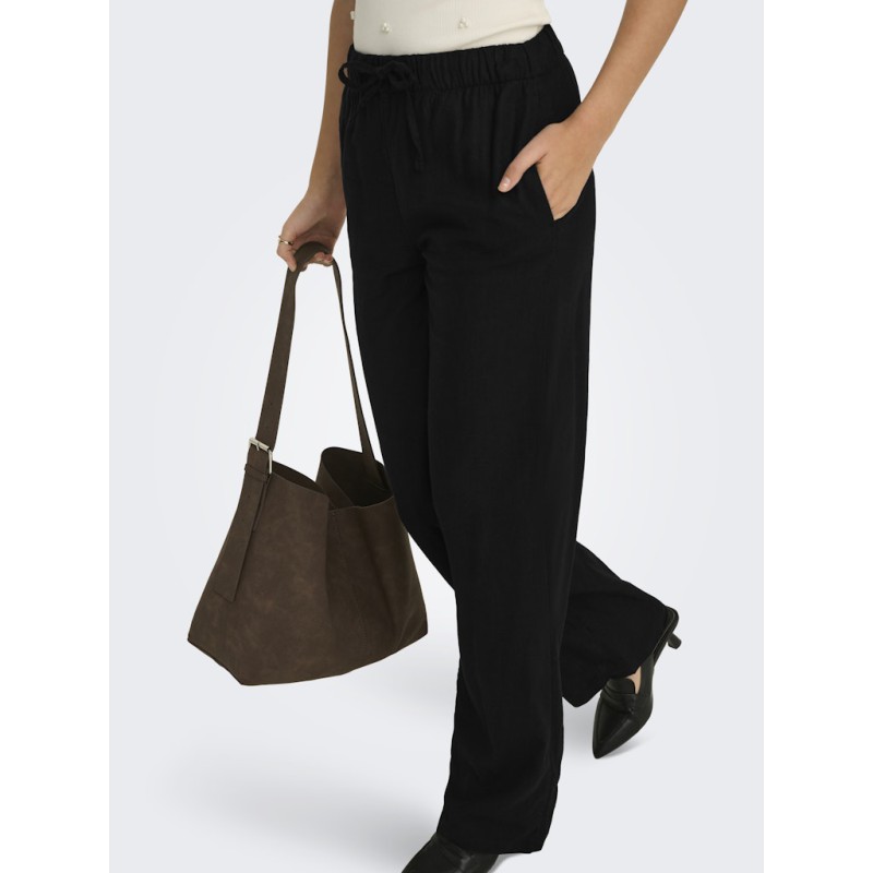 ONLY Goa hør pull up bukser - Black