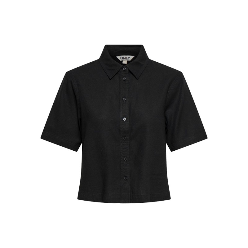 ONLY Goa kortærmet hør skjorte - Black