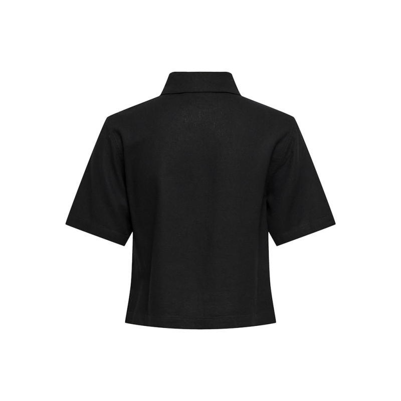 ONLY Goa kortærmet hør skjorte - Black