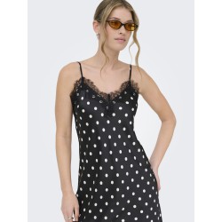 ONLY Bella Strop Satin blonde kjole - Black w. dot