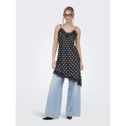 ONLY Bella Strop Satin blonde kjole - Black w. dot