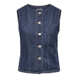 ONLY Aya kortærmet denim vest - Dark Blue Denim