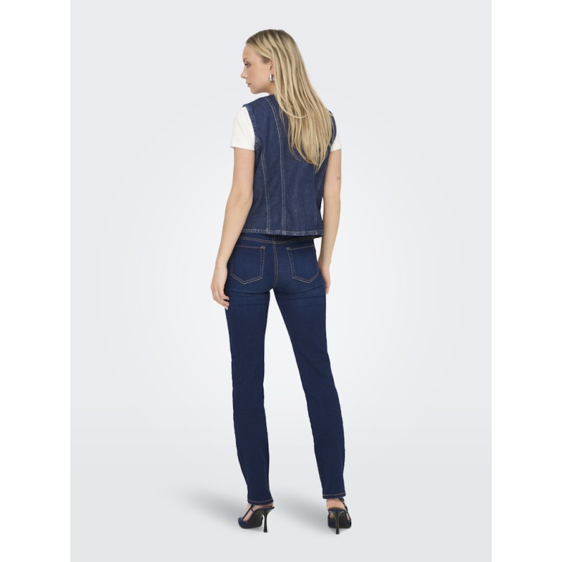 ONLY Aya kortærmet denim vest - Dark Blue Denim