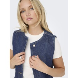 ONLY Aya kortærmet denim vest - Dark Blue Denim
