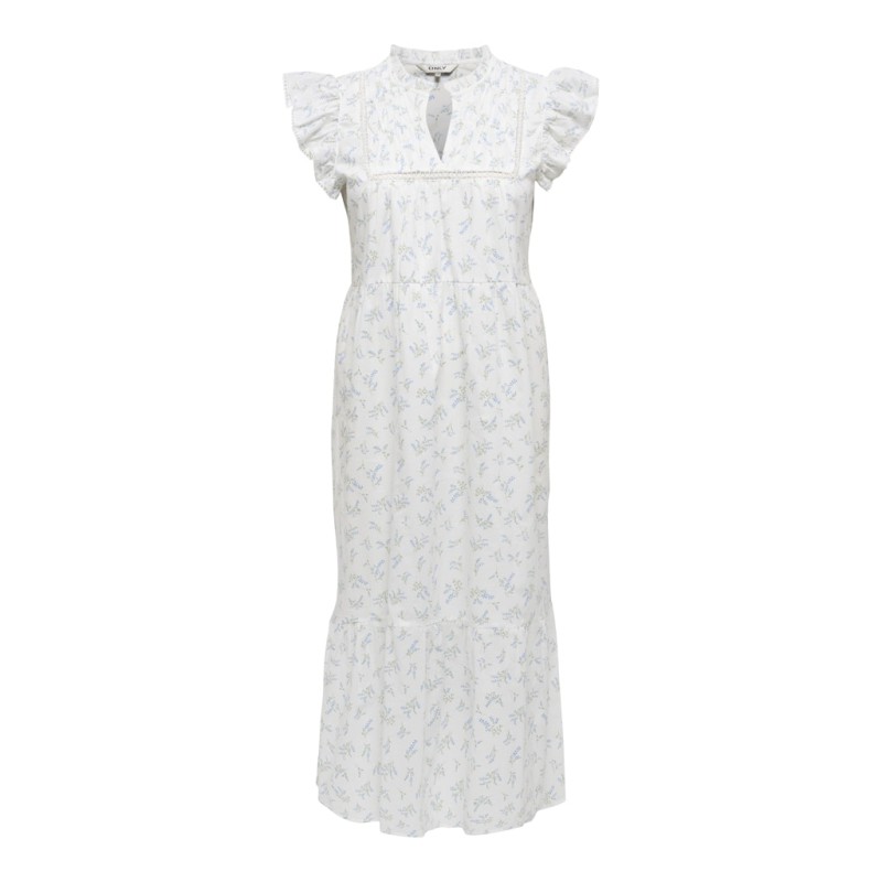 ONLY Tea-Idris Kortærmet Flæse Kjole - Cloud Dancer / Wild Bundles