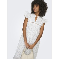 ONLY Tea-Idris Kortærmet Flæse Kjole - Cloud Dancer / Wild Bundles