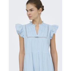 ONLY Tea-Idris Kortærmet Flæse Kjole - Dream Blue