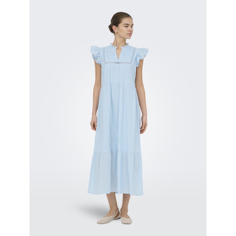 ONLY Tea-Idris Kortærmet Flæse Kjole - Dream Blue
