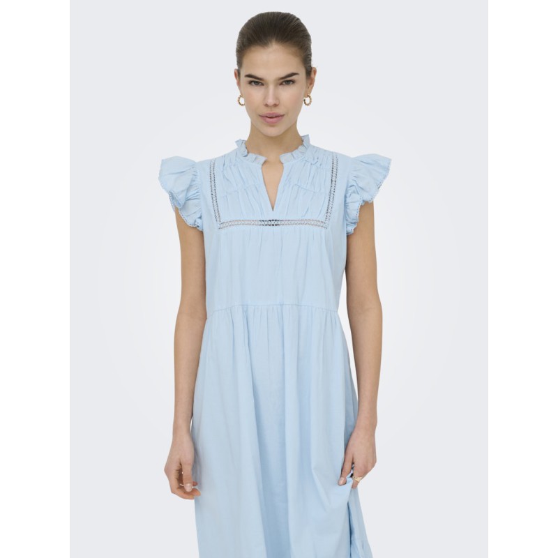 ONLY Tea-Idris Kortærmet Flæse Kjole - Dream Blue