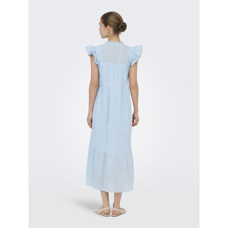 ONLY Tea-Idris Kortærmet Flæse Kjole - Dream Blue