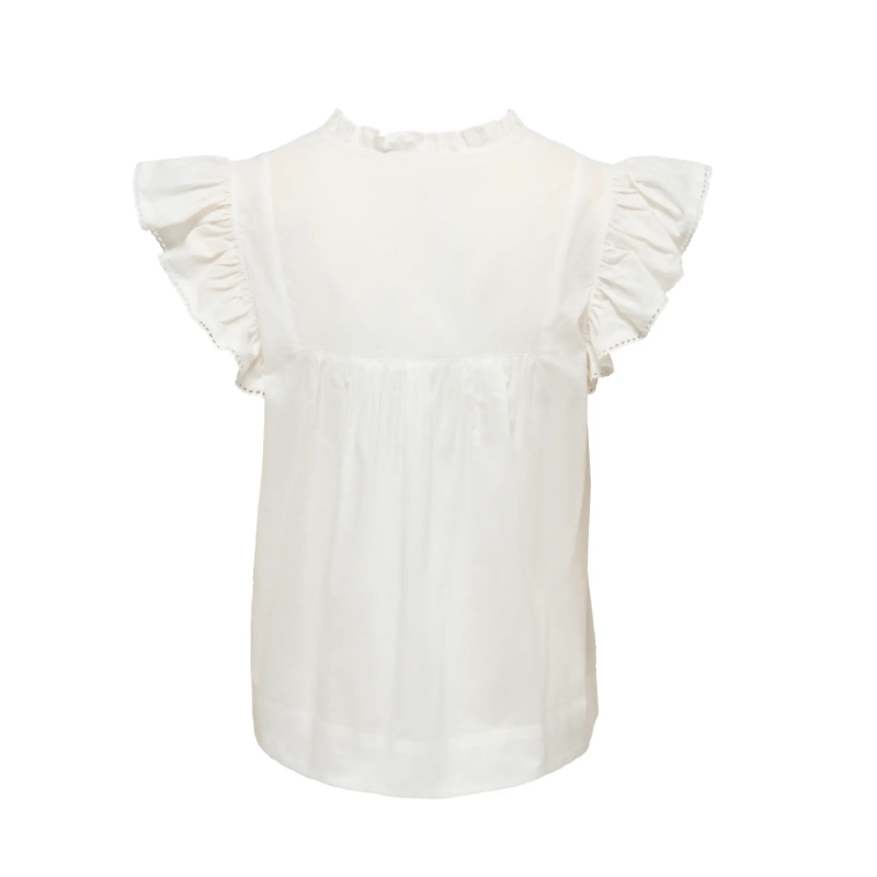 ONLY Tea-Idris Kortærmet Flæse Top - Cloud Dancer