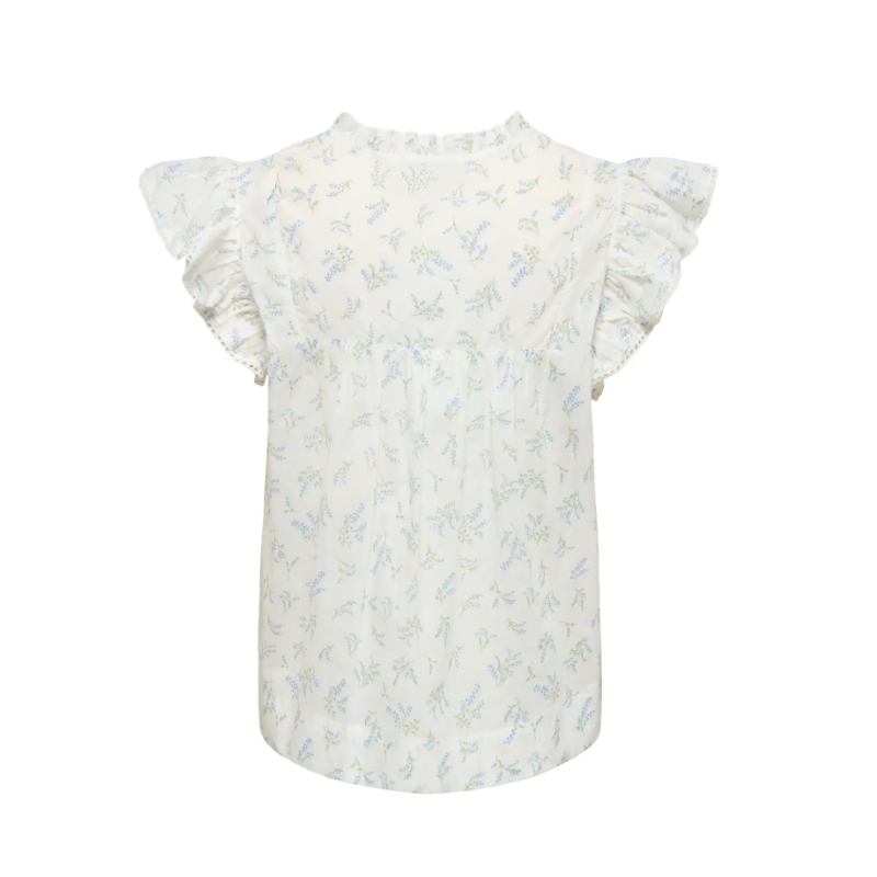 ONLY Tea-Idris Kortærmet Flæse Top - Cloud Dancer / Wild Bundles