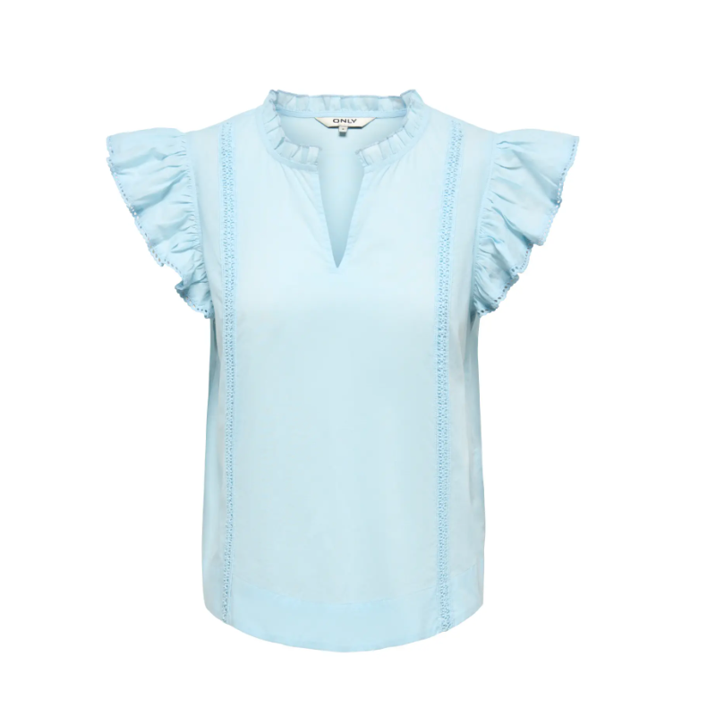 ONLY Tea-Idris Kortærmet Flæse Top - Dream Blue