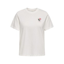 JDY Pisa Kortærmet Broderi T-shirt - Cloud Dancer