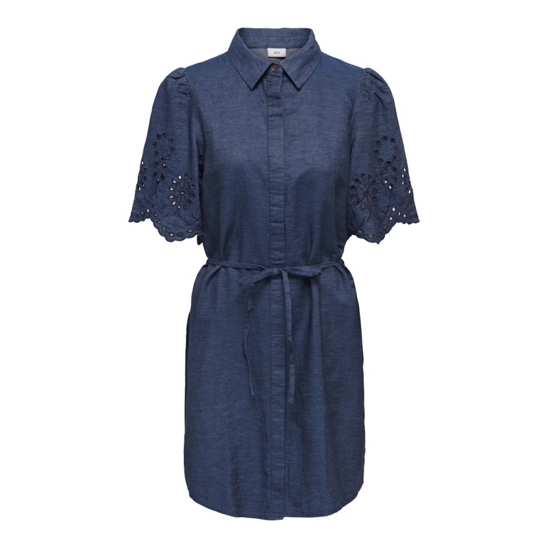 JDY Billie 2/4 Ærme Chambray Midi Kjole - Medium Blue Denim