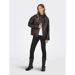 ONLY Julia Faux Leather bomber jakke - Chocolate Torte