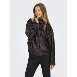 ONLY Julia Faux Leather bomber jakke - Chocolate Torte