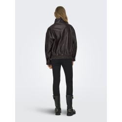 ONLY Julia Faux Leather bomber jakke - Chocolate Torte