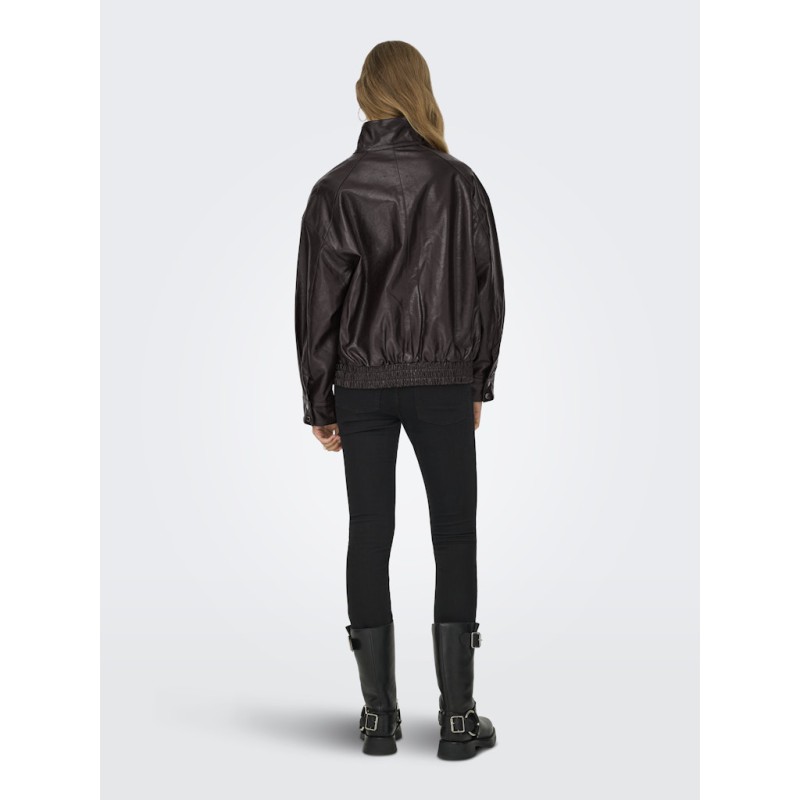 ONLY Julia Faux Leather bomber jakke - Chocolate Torte