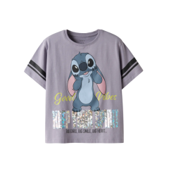 NAME IT Kids Stitch S/S T-shirt - Lavender Gray