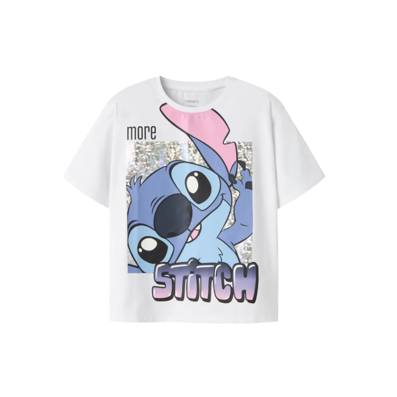 NAME IT Kids Fora Stitch S/S Regular T-shirt - Bright White