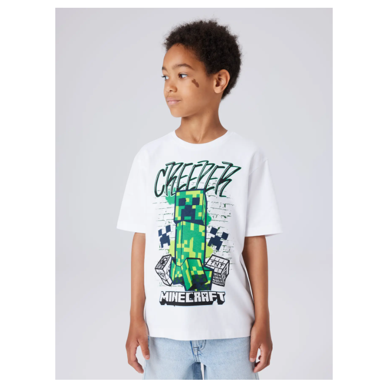 NAME IT Kids Di Minecraft S/S Regular T-shirt - Bright White