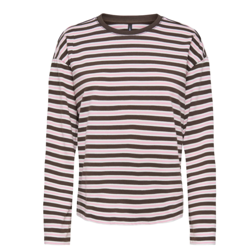 ONLY New soph langærmet bluse - Black Coffee / Orchid