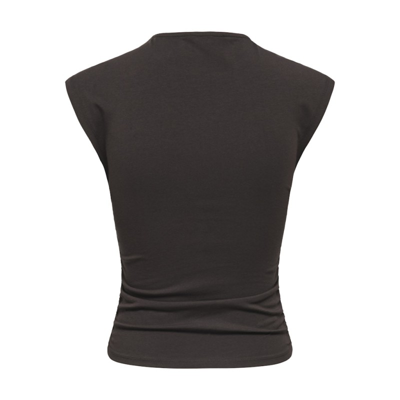 ONLY Mira kortærmet Ruching top - Black Coffee