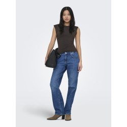 ONLY Mira kortærmet Ruching top - Black Coffee