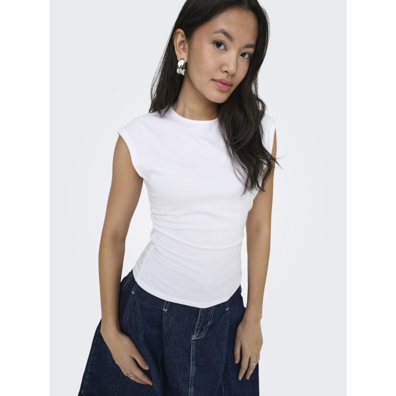 ONLY Mira kortærmet Ruching top - White
