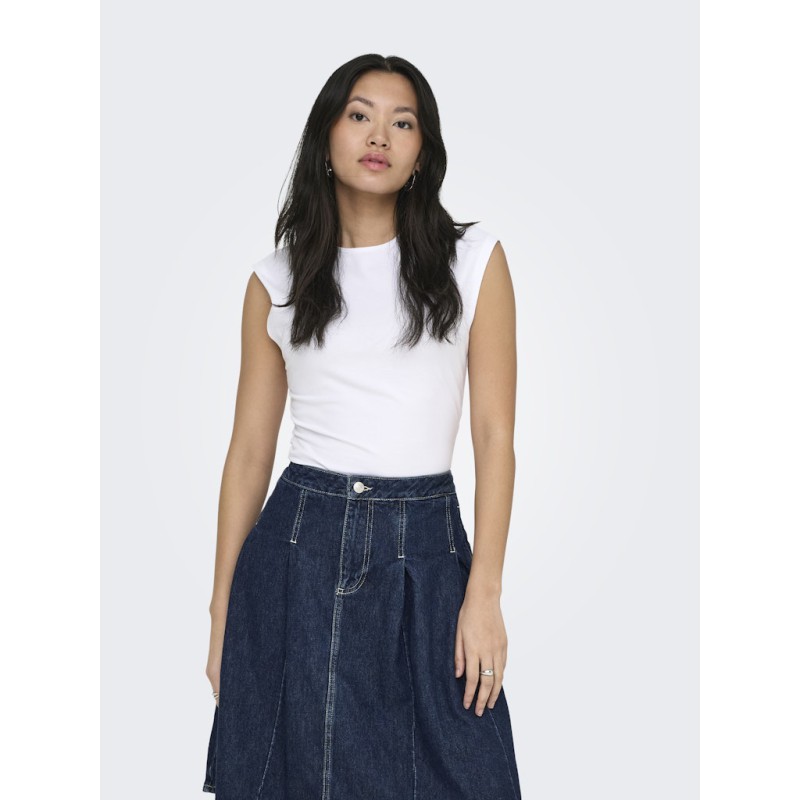 ONLY Mira kortærmet Ruching top - White