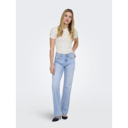 JDY Lucky S/S Rund Hals T-shirt - Cloud Dancer