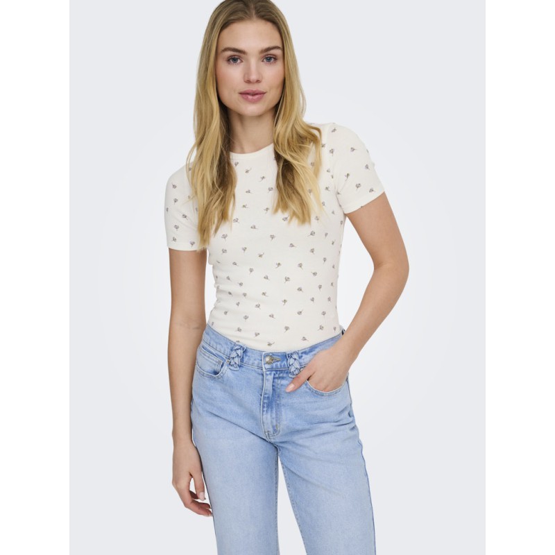 JDY Lucky S/S Rund Hals T-shirt - Cloud Dancer