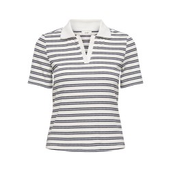 JDY Helga Kortærmet Rib Polo Top - Cloud Dancer