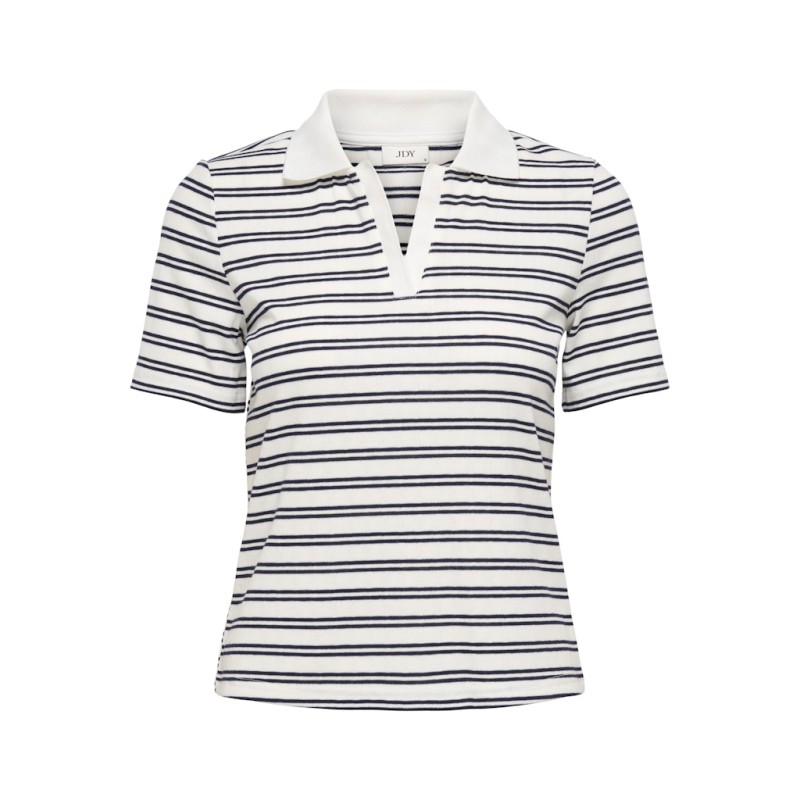 JDY Helga Kortærmet Rib Polo Top - Cloud Dancer