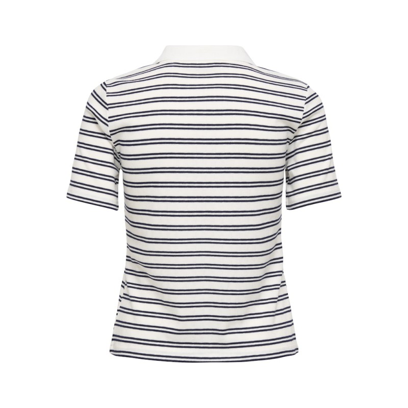 JDY Helga Kortærmet Rib Polo Top - Cloud Dancer