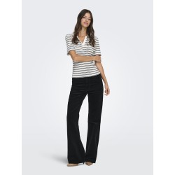 JDY Helga Kortærmet Rib Polo Top - Cloud Dancer