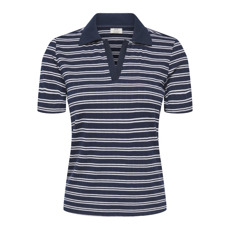 JDY Helga Kortærmet Rib Polo Top - Navy Blazer