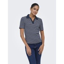 JDY Helga Kortærmet Rib Polo Top - Navy Blazer