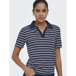JDY Helga Kortærmet Rib Polo Top - Navy Blazer