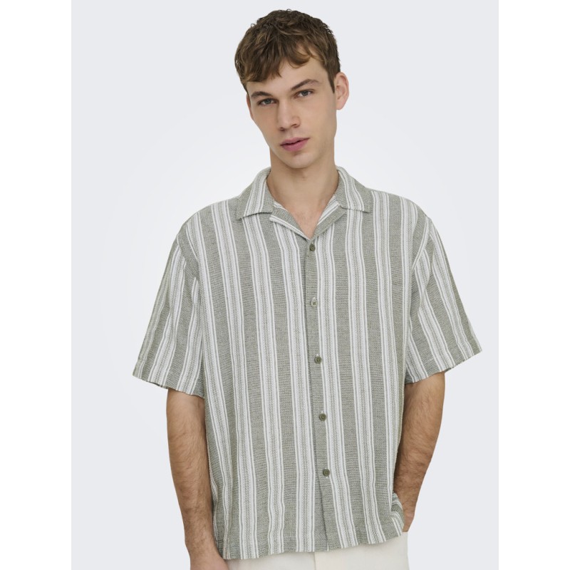 ONLY & SONS Walker kortærmet resort skjorte - Dark Olive