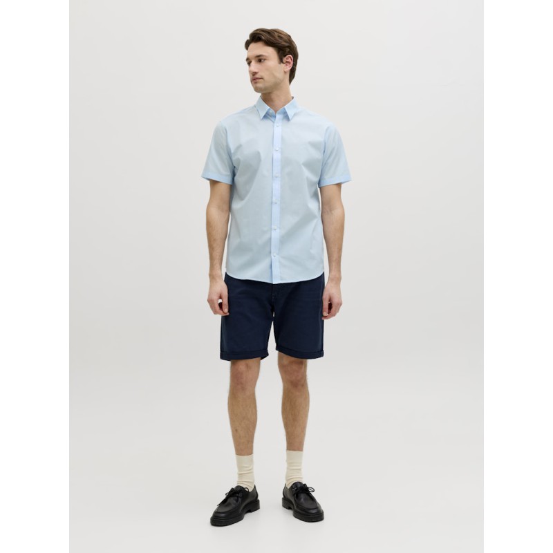 JJ Rebel Gavin Solid Kortærmet Skjorte - Cashmere Blue