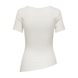 JDY Catie Kortærmet Asymmetrisk top - Cloud Dancer