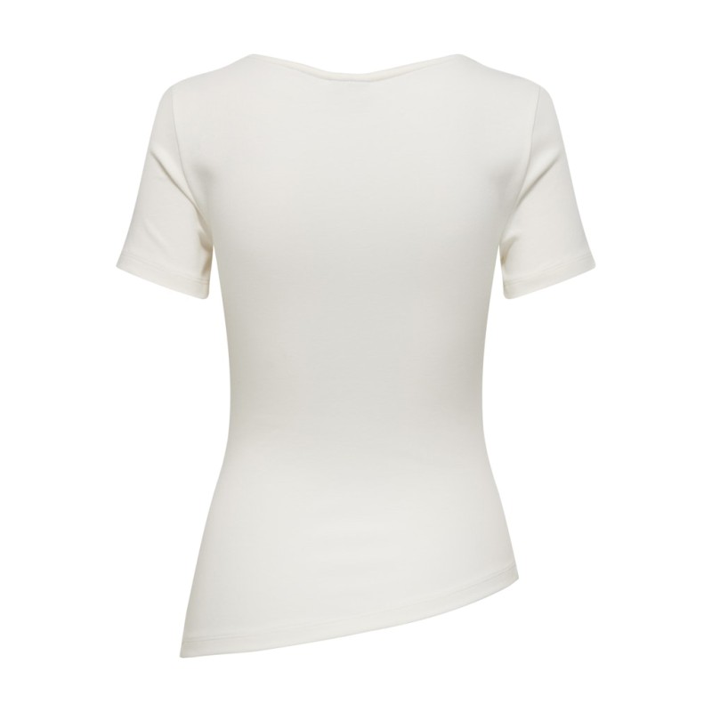 JDY Catie Kortærmet Asymmetrisk top - Cloud Dancer