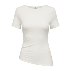 JDY Catie Kortærmet Asymmetrisk top - Cloud Dancer