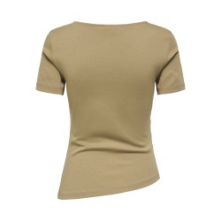 JDY Catie Kortærmet Asymmetrisk top - Petrified Oak